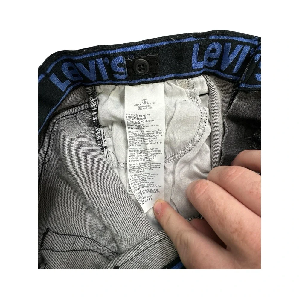 Levi's Jeans Boys 16 Reg Grey 502 Regular Taper Acid Wash Adjustable Waist Denim